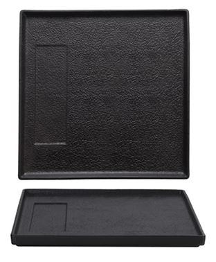 Etna Piatto Cm.30x30 1 Inserto Rettangolare Nero In Porcellana