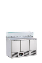 Banco saladette statico con agitatore, scomparto per bacinelle Gastronorm e sovrastruttura in vetro SALADETTE SF 903 GZ