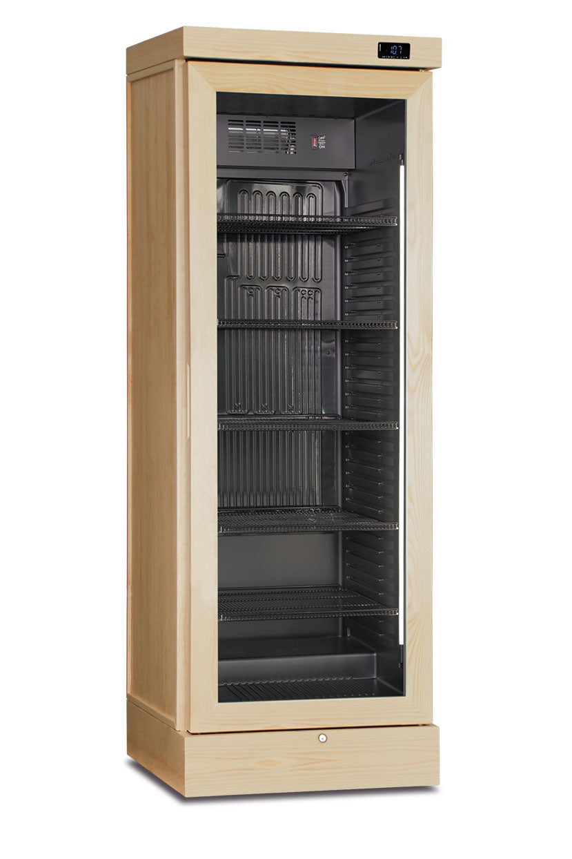 Frigo vini statico con ventola on/off rivestito in frassino naturale CLWS 420 L NATURAL