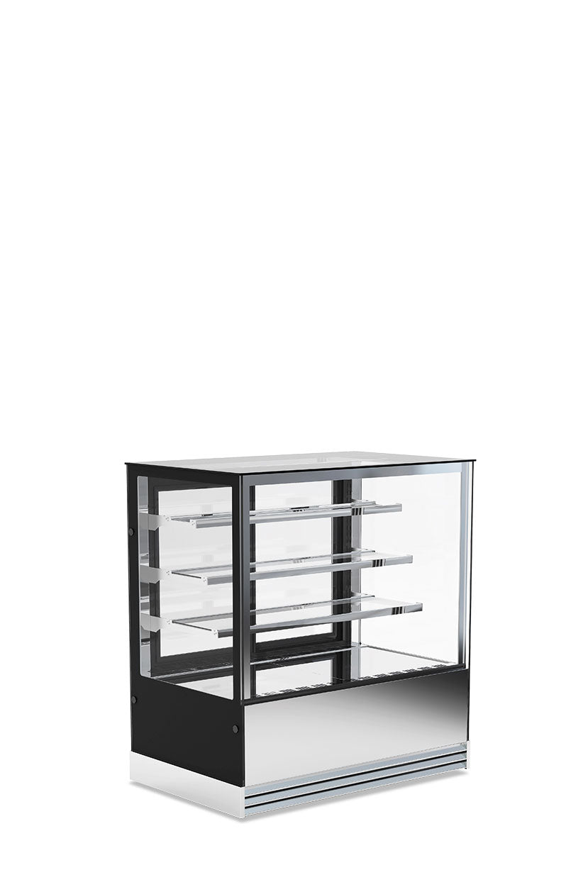 Vetrina espositiva calda quattro lati vetro, porte scorrevoli, 3 Ripiani DELUXE 93 HT