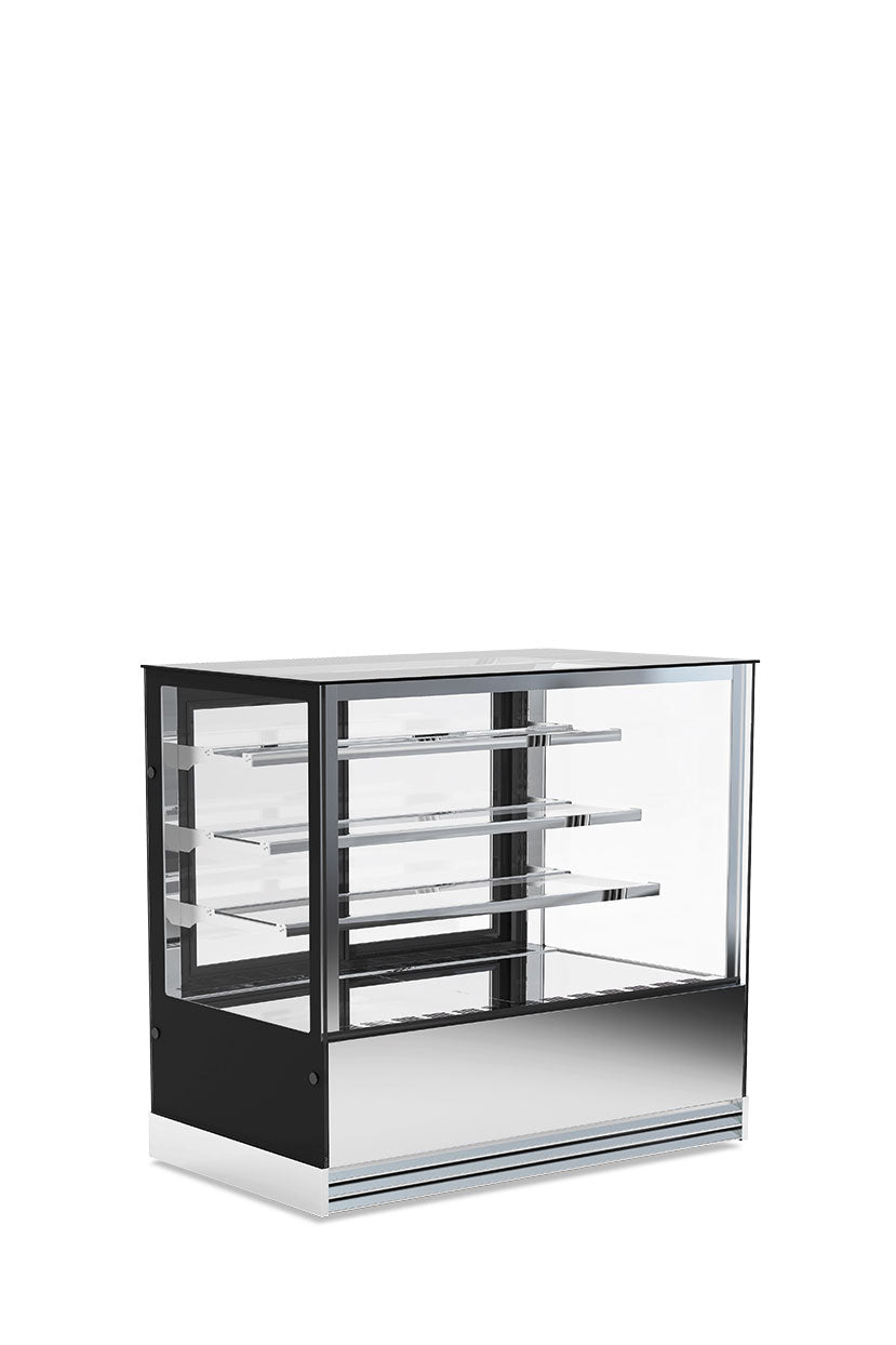 Vetrina espositiva calda quattro lati vetro, porte scorrevoli, 3 Ripiani DELUXE 123 HT