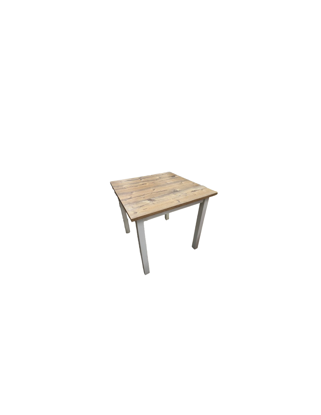 Vintage Tavolo Cm.80x80 Piano Pino Spessore Mm.25 Gamba Quadra Bianco
