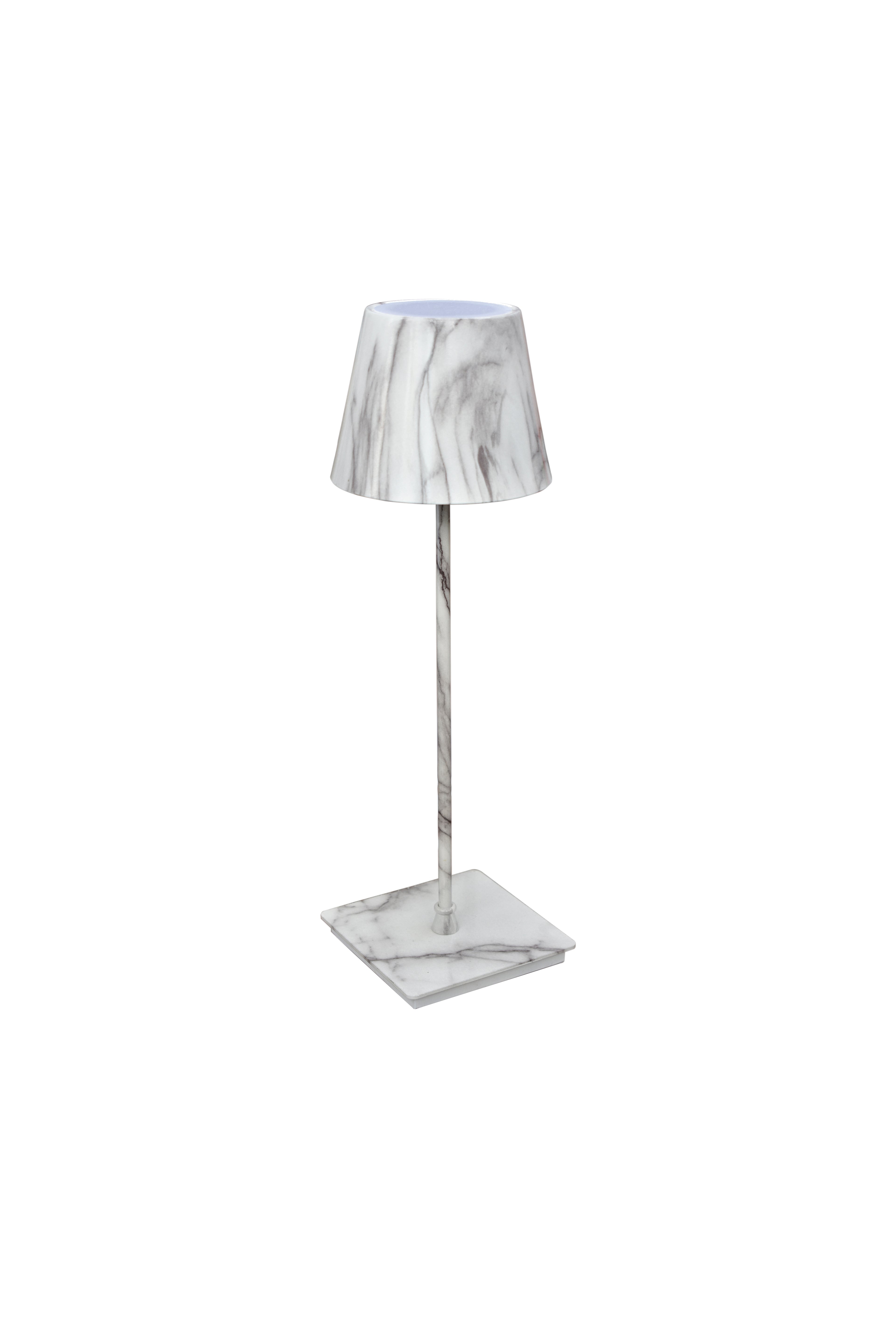 Lampada Da Tavolo Touch Led Effetto Marmo Bianco