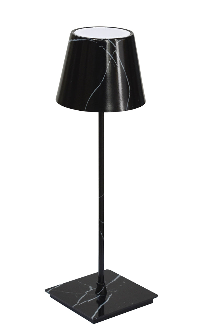 Lampada Da Tavolo Touch Led Effetto Marmo Nero