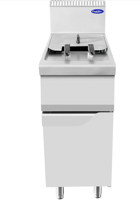 P900 Friggitrice 1 Vasca Gas Con Anta Lt.21 Kw.17 Mm.400x900x1140h