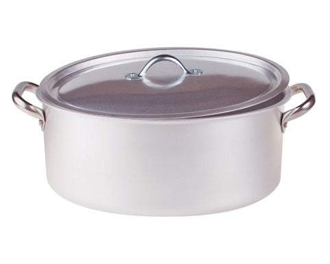 Casseruola Ovale Cm.32 Alluminio Mm.3 Con Coperchio