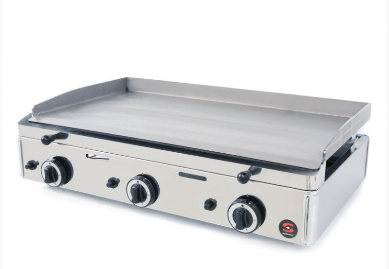 Spg-801 Piastra A Gas Acciaio Mm.6 3 Bruciatori 8250w Mm.800x507x234h