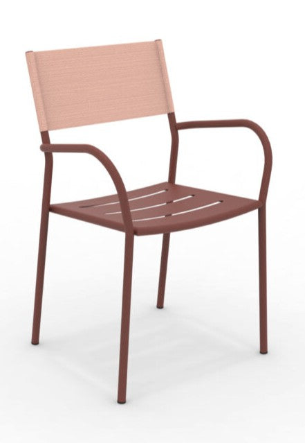 Vera Poltrona Metallo H.45cm Corallo Schienale Tessuto Ocra