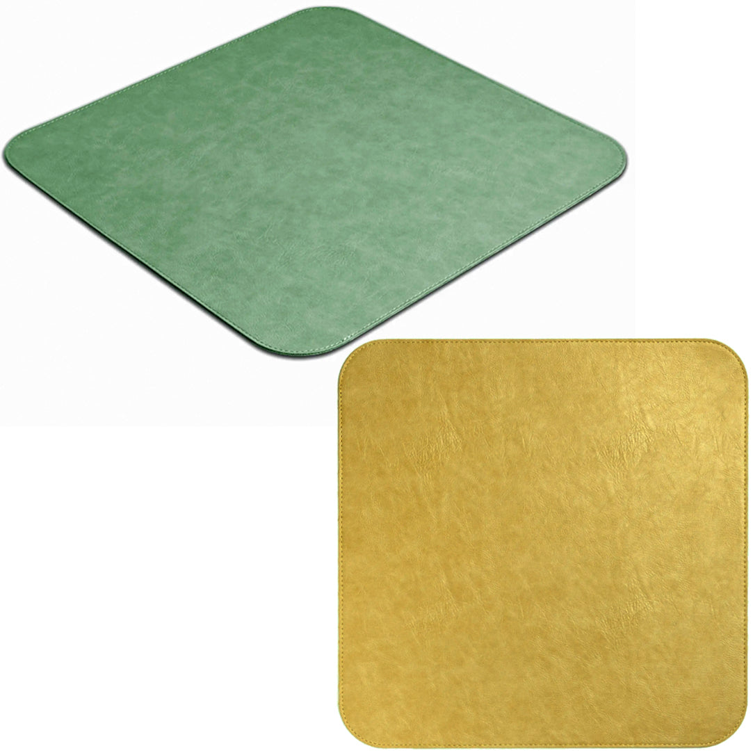 Cover Tavolo Similpelle Cm.80x80 Double Face Salvia+paglia