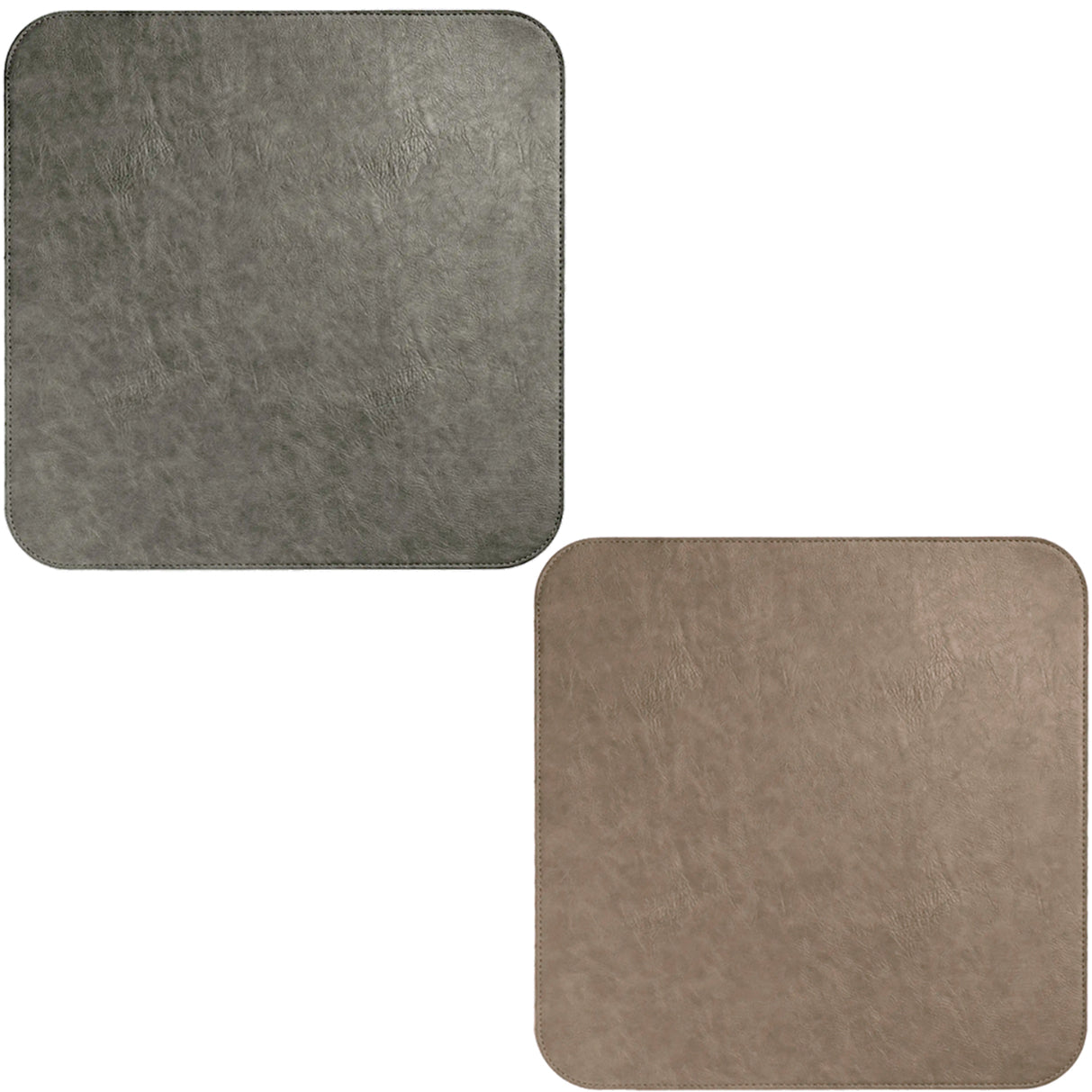 Cover Tavolo Similpelle Cm.80x80 Double Face Roccia+tortora