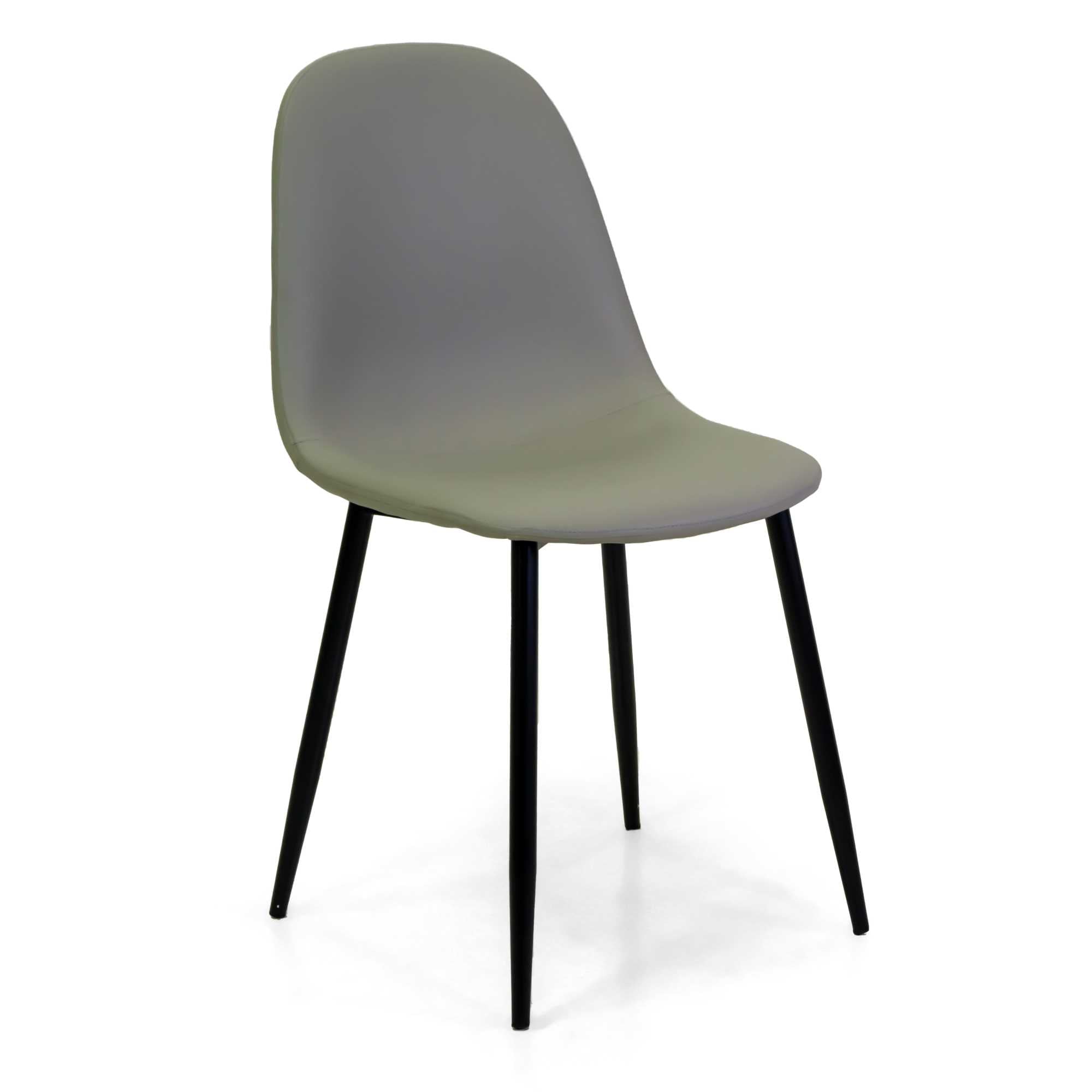 Jacky Sedia Ecopelle H.48cm Grigio Tortora Struttura Nero