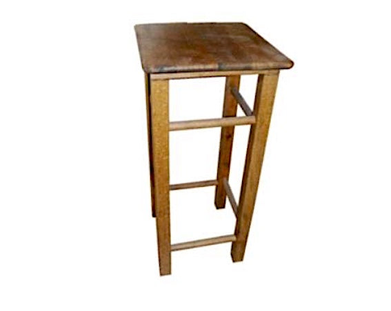 Sgabello Legno Di Faggio H.73cm Seduta Quadrata Cm.35x35