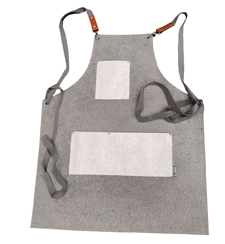 Grembiule Cotone Idrorepellente Nero Tasche Grigio Chiaro Cm.67x79h