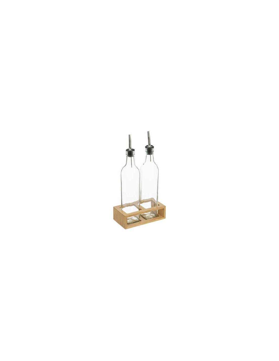 Set Bottiglie Olio/aceto Con Supporto Bamboo