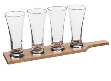 Set 4 Bicchieri Birra Cl.27 C/vassoio Legno 188928