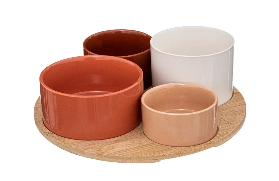 Set Aperitivo 188877 4 Ciotole Con Supporto Bamboo