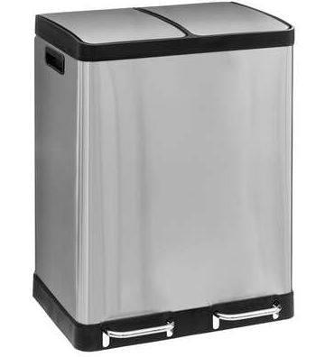 Pattumiera Doppia Ariane Lt.30+30 Inox Argento 186157a