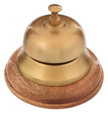Campanello Da Banco Legno/alluminio Dorato