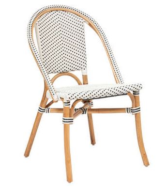 Sedia Bistrot Rattan Bianco/nero Cm.56x48x84h 197310