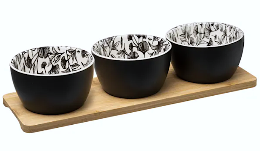 Set Aperitivo 3 Ciotole Con Vassoio Bamboo 176926
