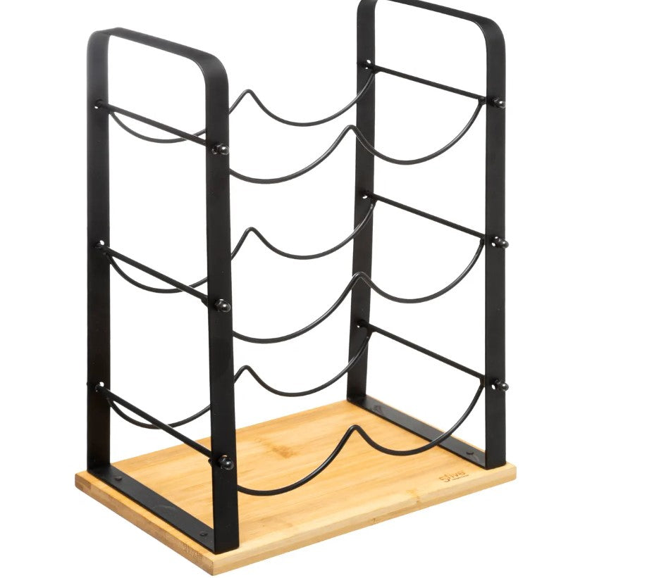 Portabottiglie 179665 6p Metallo/bamboo 26x17x38cm