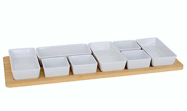 Set Aperitivo 8 Ciotole Con Vassoio Bamboo