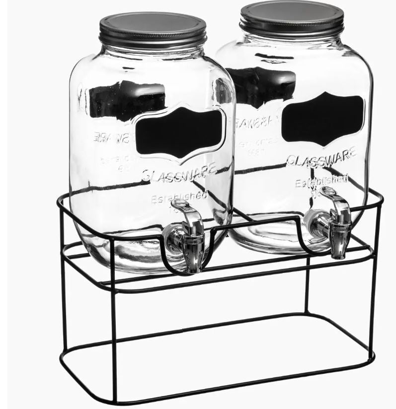 Set 2 Dispenser Vetro Lt.4 C/supporto Metallo 145864