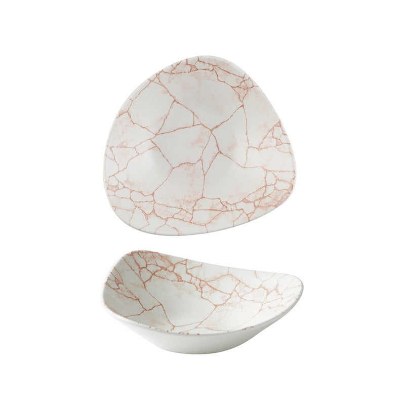 Kintsugi Coral Piatto Fondo Trinagolare Cm.23,5