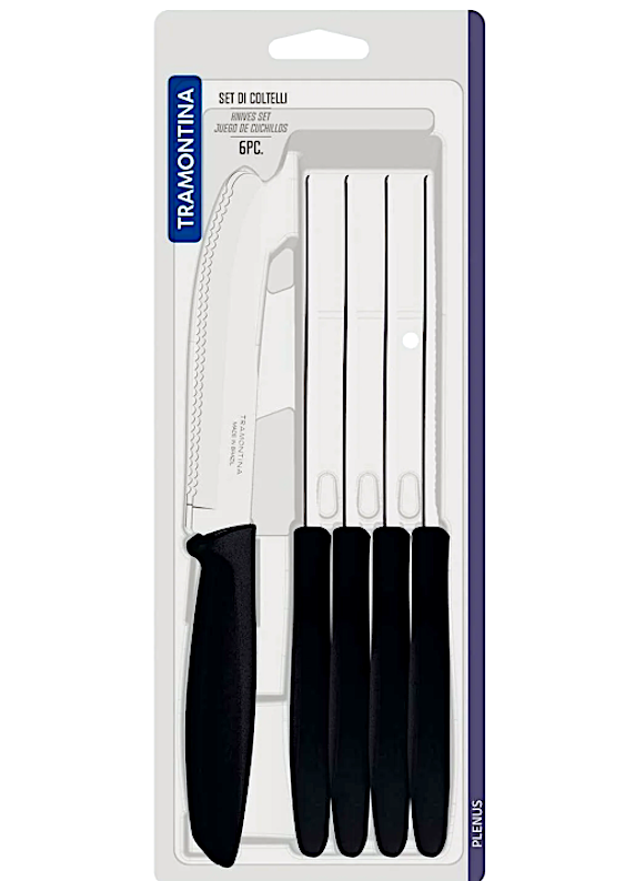 Plenus Cf.6 Coltello Tavola Manico Nero