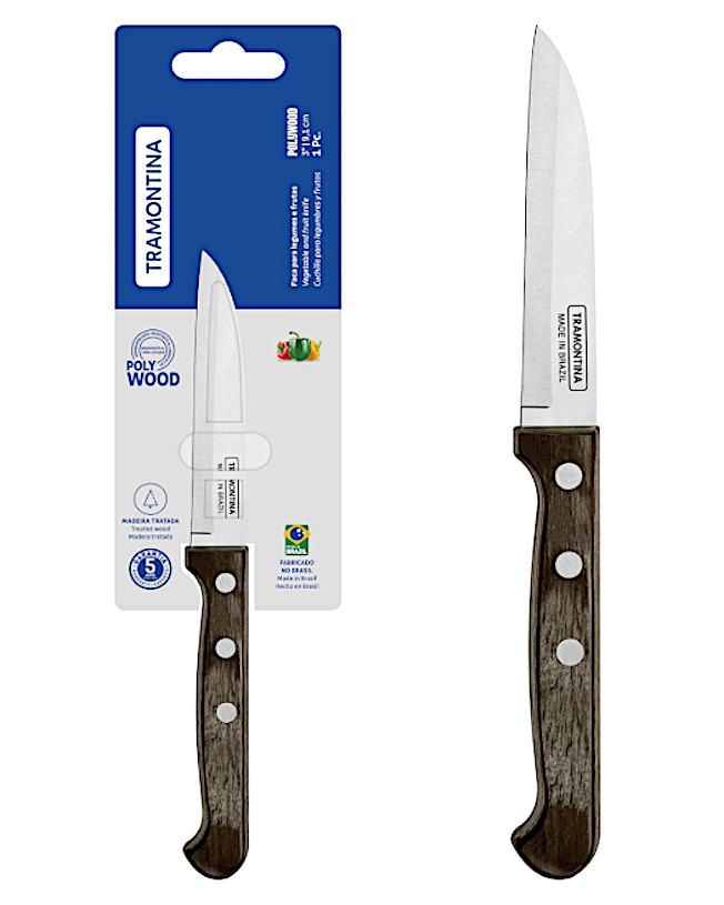 Coltello Falcetta Cm.9 Manico Polywood Marrone