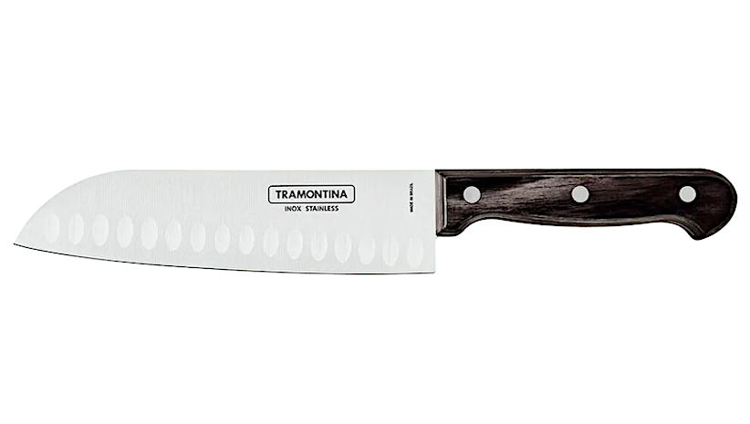 Coltello Santoku Cm.17,6 Manico Polywood Marroneo Marrone
