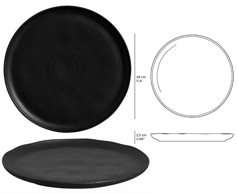Bio Matte Black Piatto Piano Cm.29 Stoneware