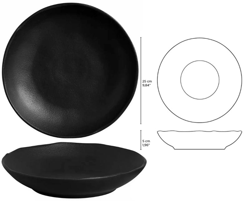 Bio Matte Black Piatto Fondo Cm.25 Ml.1100 Stoneware