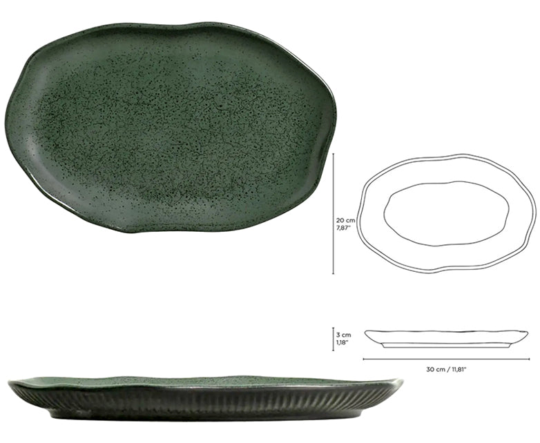 Bio Shallow Greenery Piatto Ovale Cm.30x20 Stoneware