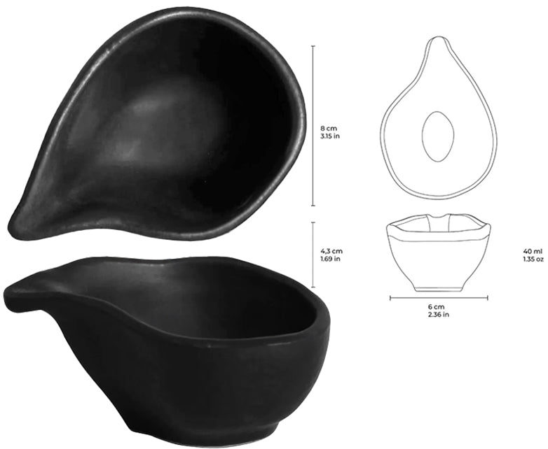 Organic Matte Black Ciotolina A Goccia Cm.6x8x8h Ml.40 Stoneware