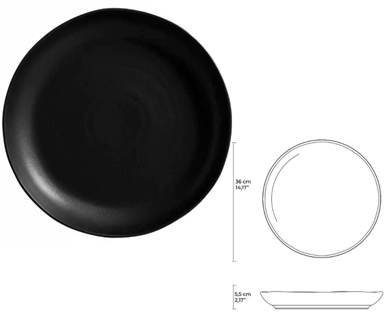 Organic Matte Black Piatto Rotondo Cm.36 Stoneware