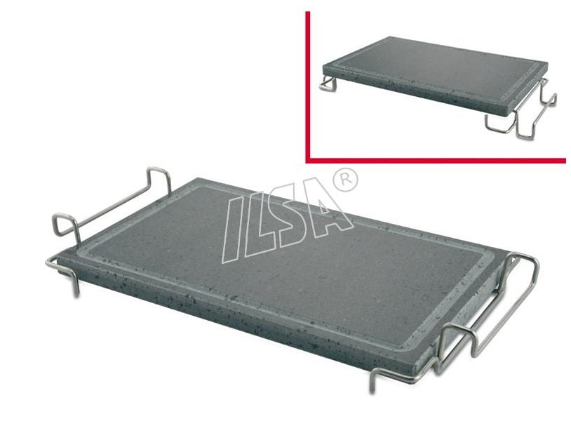 Piastra Lavica Rettangolare Cm.23x37 Con Stand In Acciaio Inox Ilsa