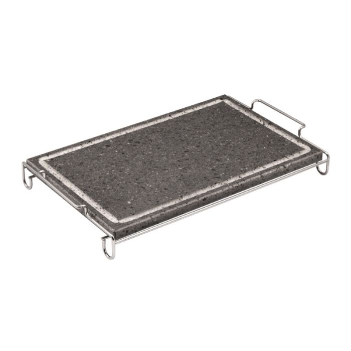 Invito Maxi Pietra Lavica Cm.25x40 Rettangolare Con Stand In Acciaio