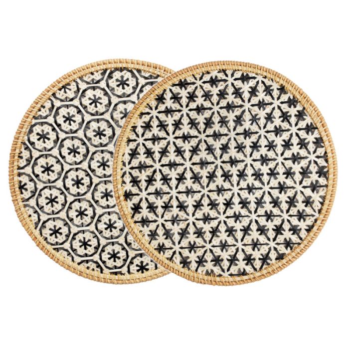 Tersicore Segnaposto Cm.36 Bianco/nero Intrecciato Rattan
