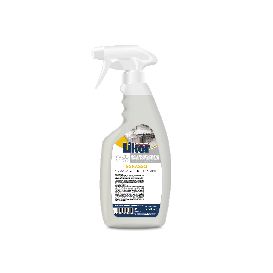 Likor Sgrasso Sgrassatore Igienizzante Ml.750 Haccp Ph.10,5