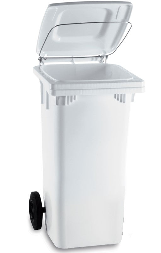Bidone Max 120lt B.Co C/cop+ruote+ped+r Sacco