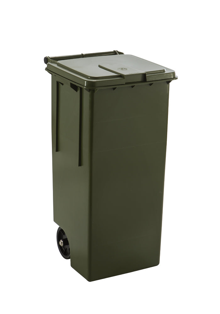 Bidone Max 100lt Verde C/ruote+ped+cop