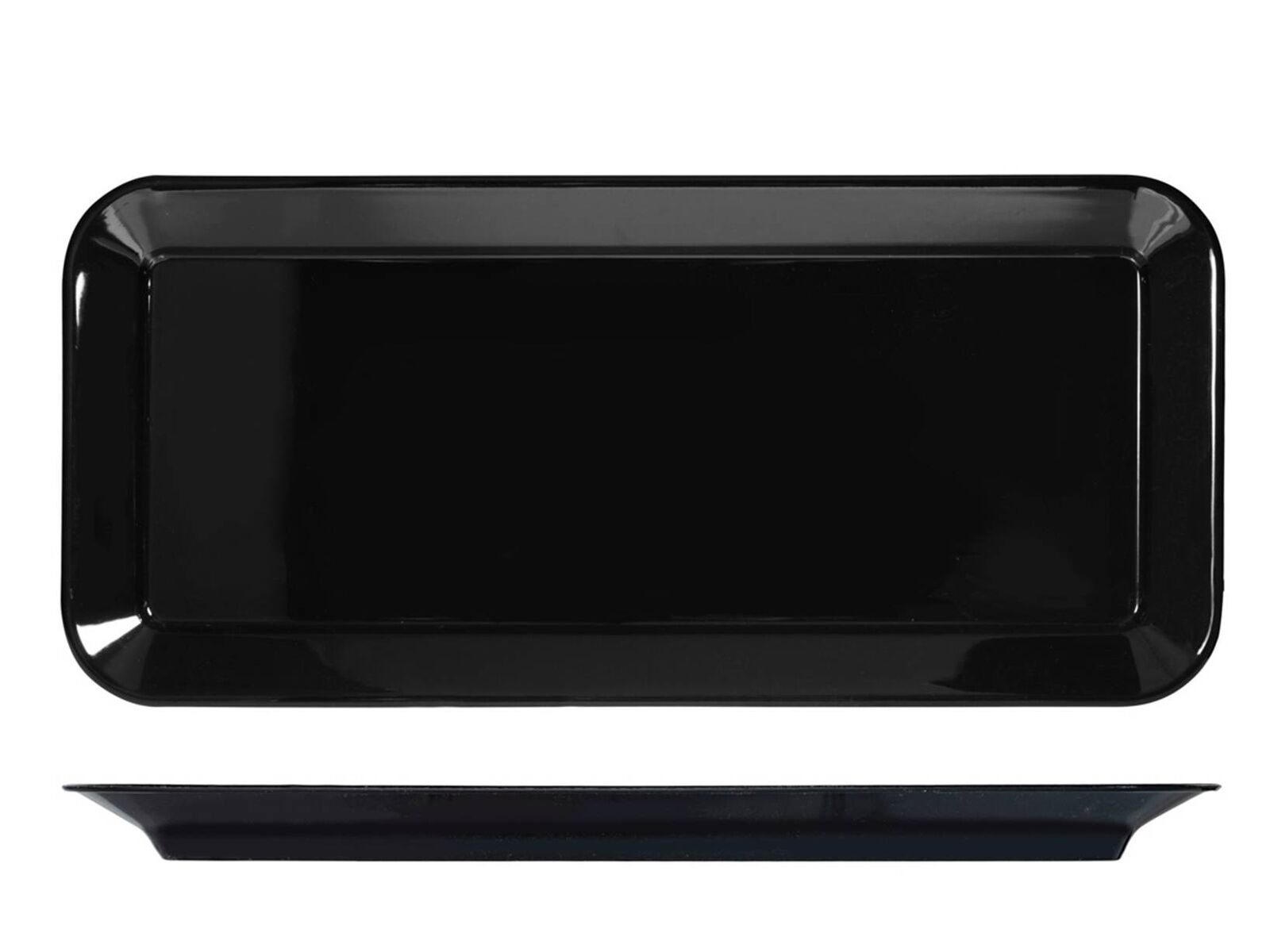Piatto Rett.Salumi Cm.30x16 Nero