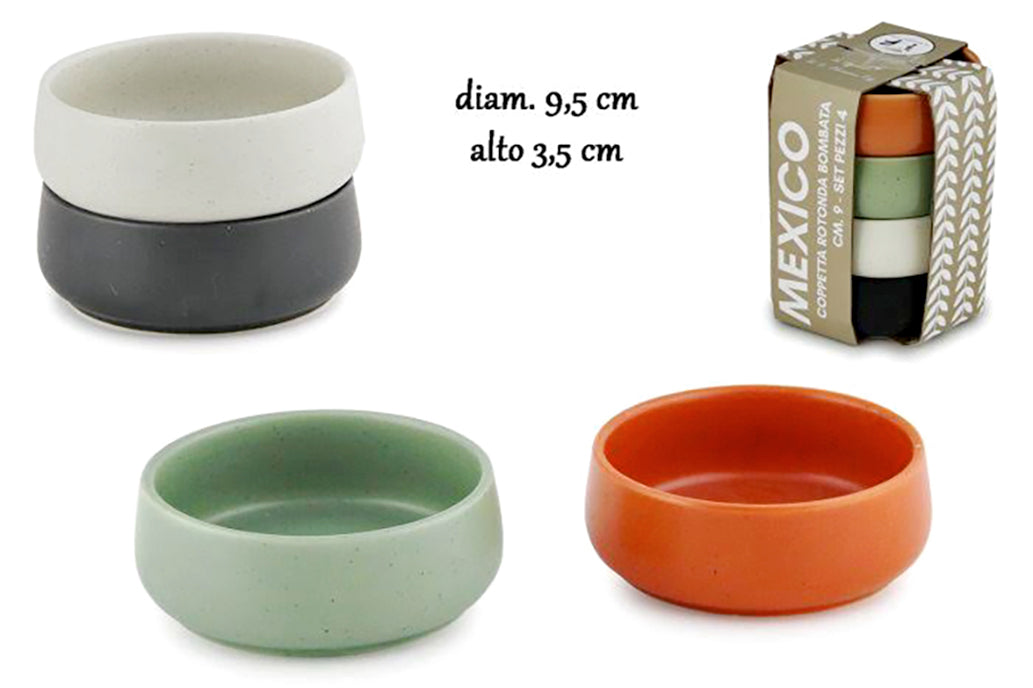 Mexico Cf 4 Coppetta Tonda Bombata Cm.9 Colori Assortiti
