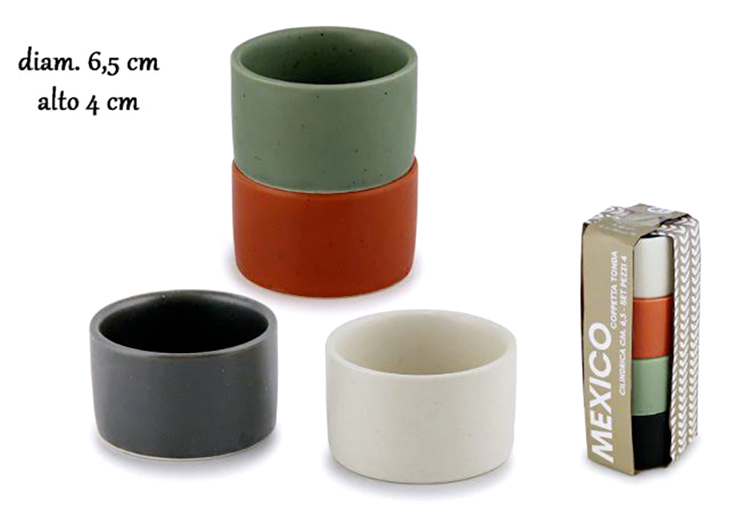 Mexico Cf 4 Coppetta Tonda Cilindrica Cm.6,5 Colori Assortiti