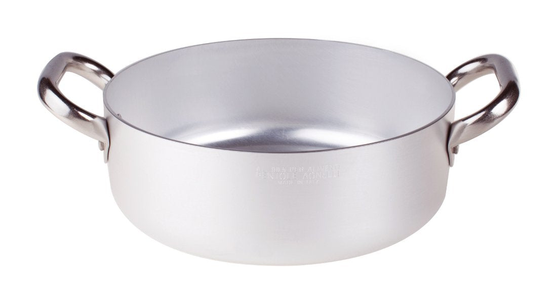 Casseruola Bassa Alluminio 3mm Cm.24 H.8,5 Lt.4,1 2 Maniglie