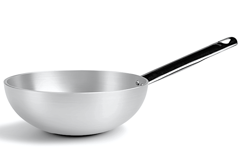 Wok Radiante Cm.28 H.10,5 Alluminio 5mm Con Fondo Svasato 1 Manico Ino