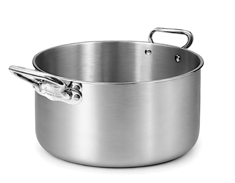 Aluinox 1907 3ply Casseruola Alta Cm.20 H.13,4 Lt.4,2 2 Manici Finitur