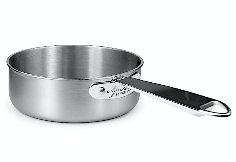 Aluinox 1907 3ply Casseruola Bassa Cm.24 H.9,5 Lt.4,3 1 Manico Finitur