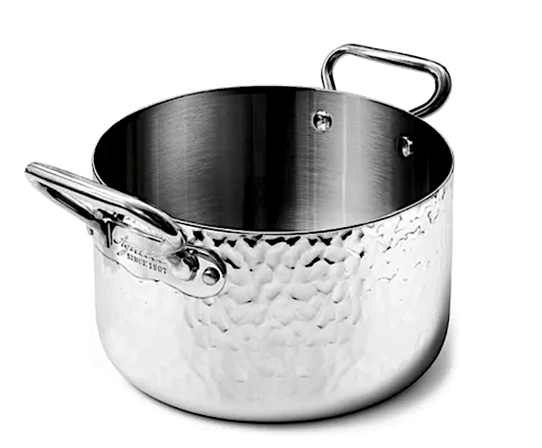 Aluinox 1907 3ply Casseruola Alta Cm.24 H.16 Lt.7,1 Martellato 2 Manic